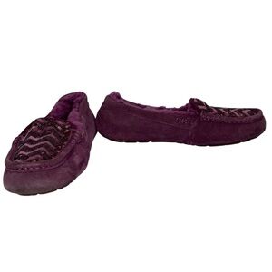 UGG Ansley Stellar Chevron Sequin Women's Purple Suede Slip On Moccasins Sz 10